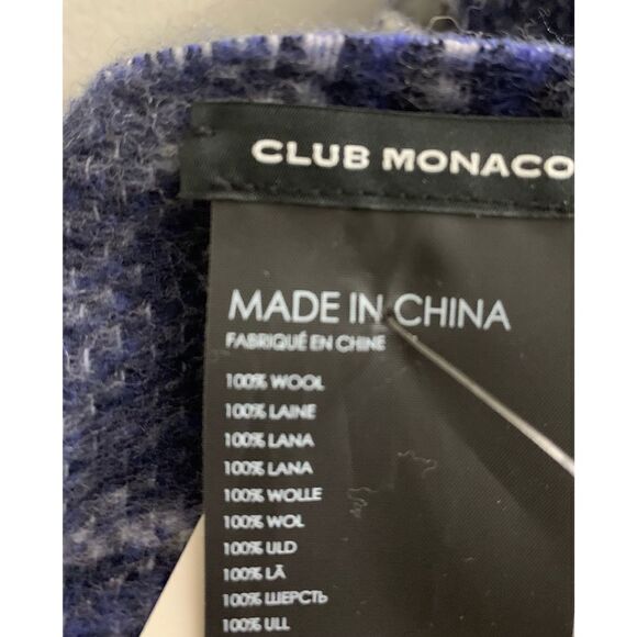 Club Monaco Blue Plaid Wool Scarf - Picture 3 of 3